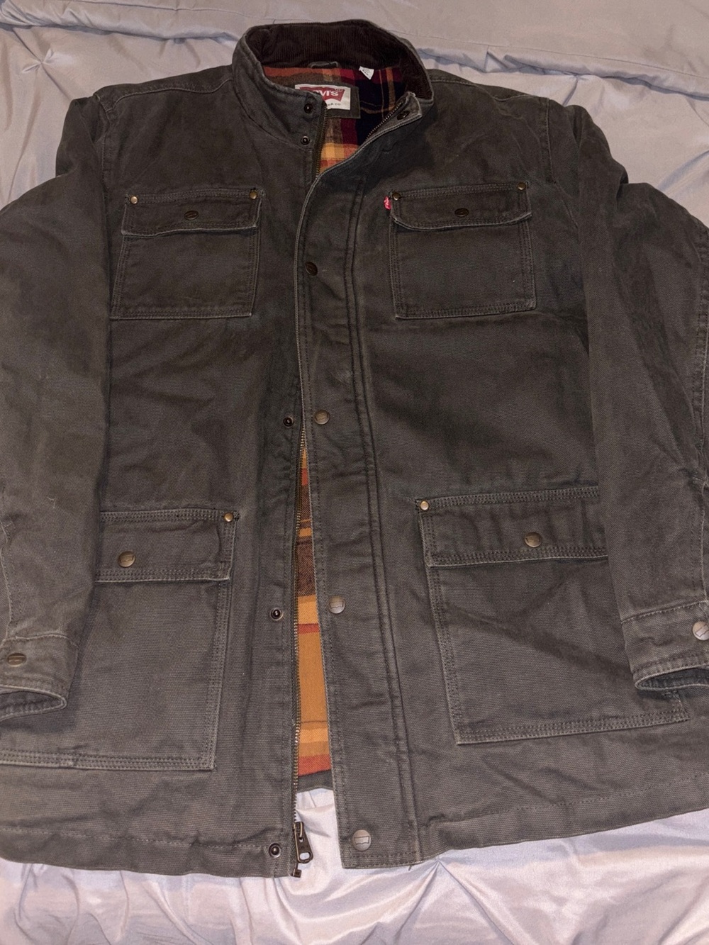 Levi's Men's Olive Green Canvas Field Jacket with Flap Pockets